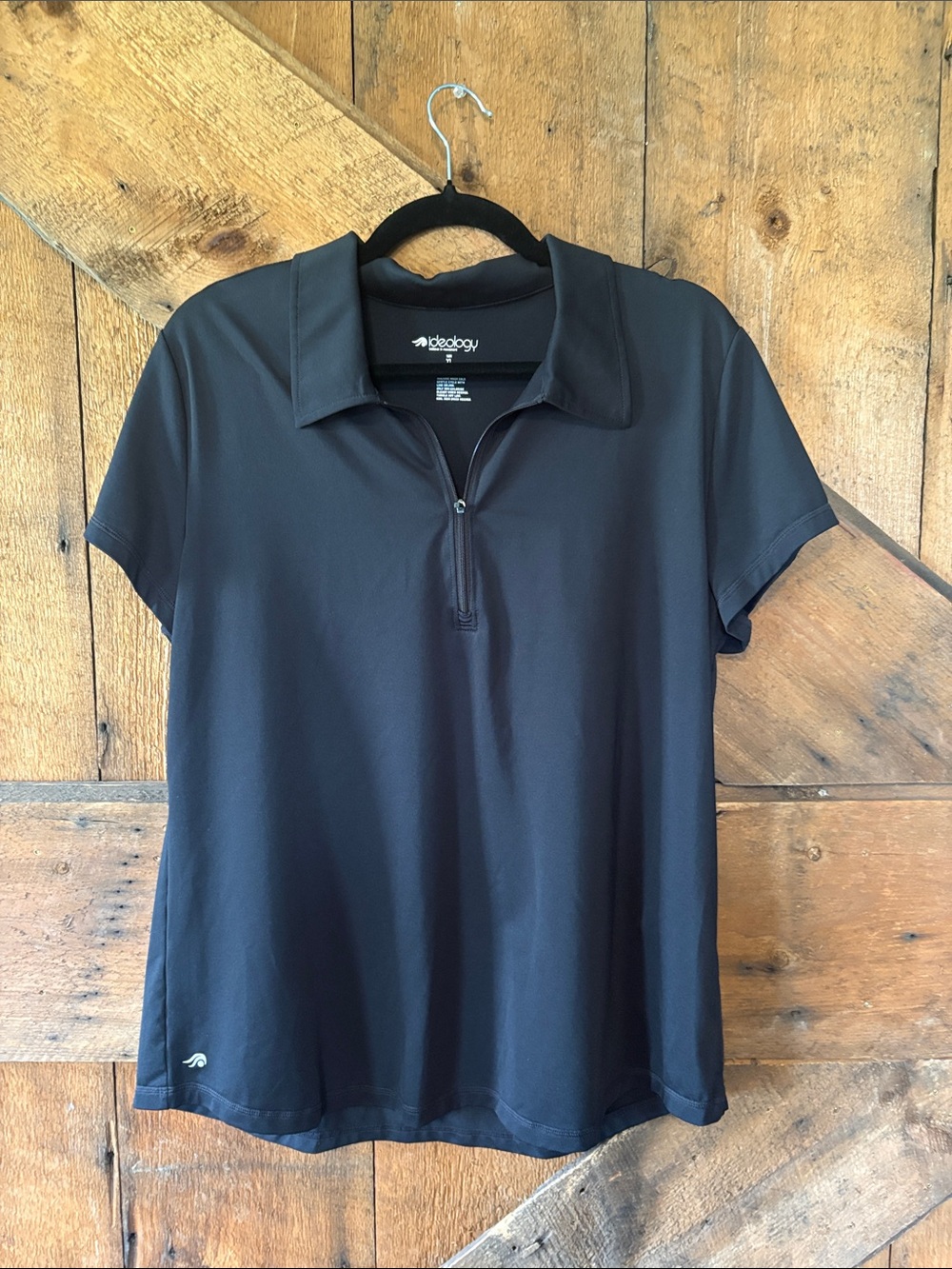 Ideology Black Short-Sleeve Zip Polo